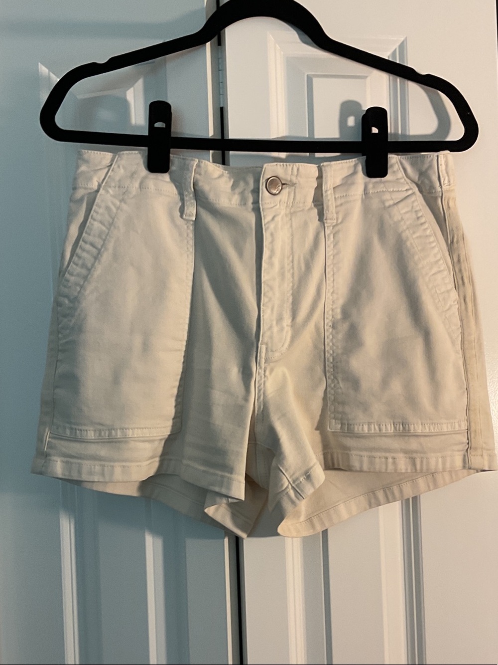 Cosmic Blue Love High-Waisted Cream Utility Shorts